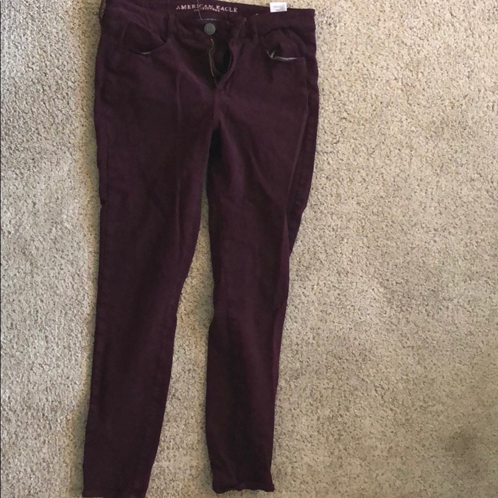 Maroon American Eagle super stretch jeans